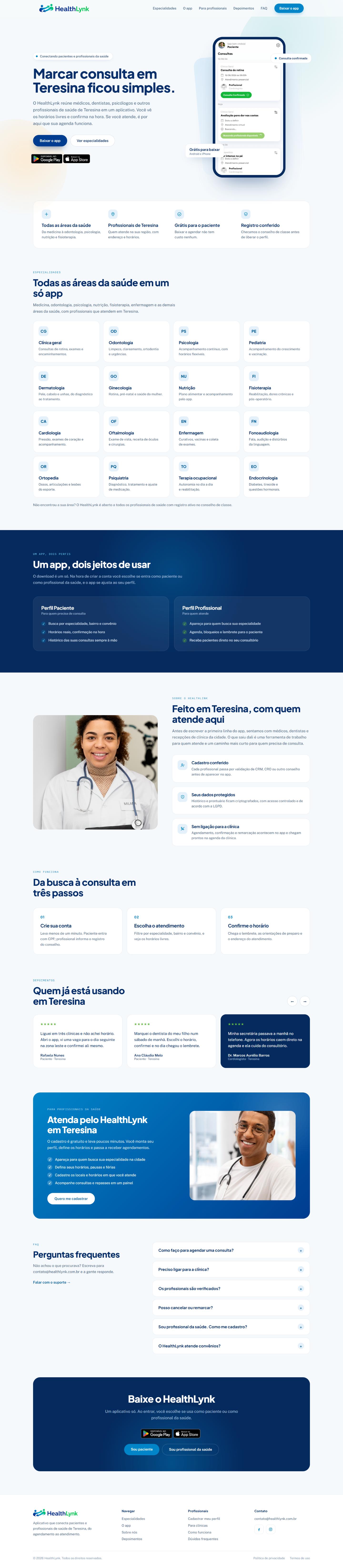 Site completo do HealthLynk